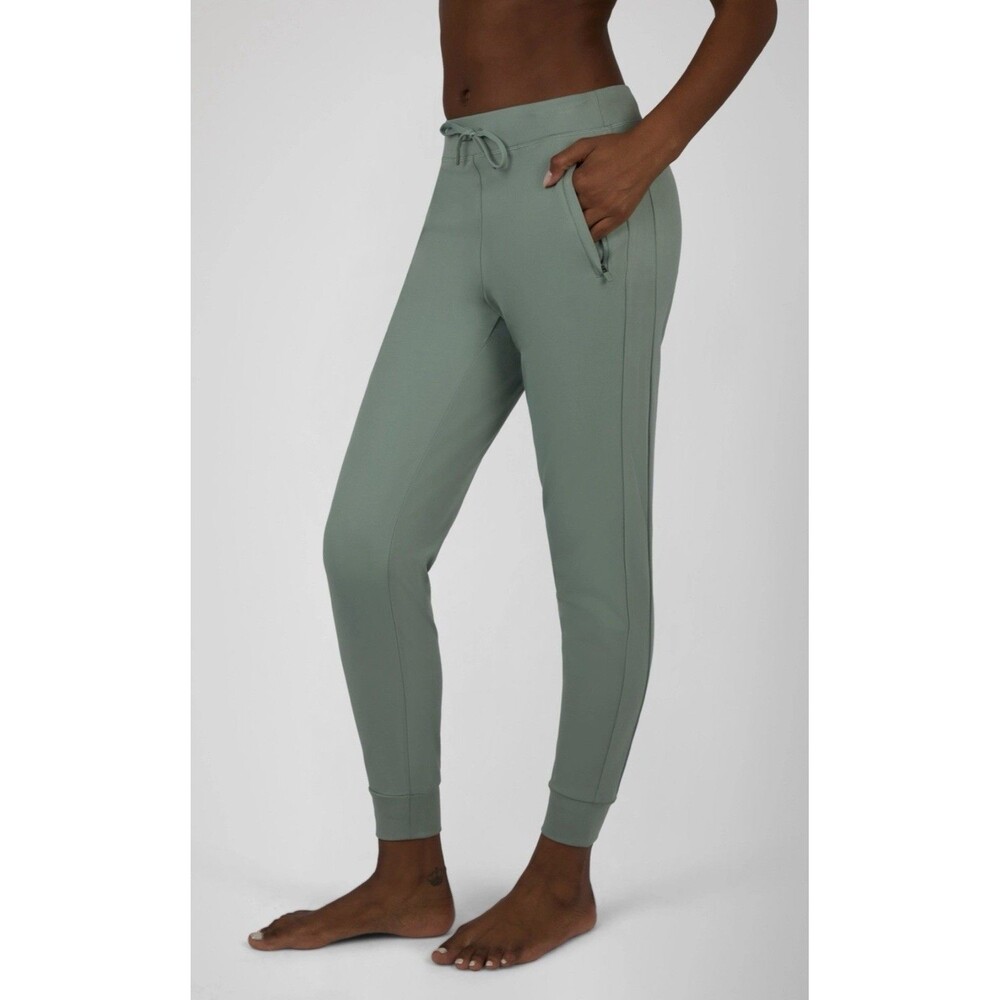 Yogalicious Lux Lily Pad Green Side Zip Pocket Lounge Athletic Jogger Medium